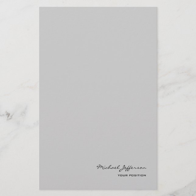 Papeterie Chic Script Calligraphique Nom Gris Unique  (Devant)