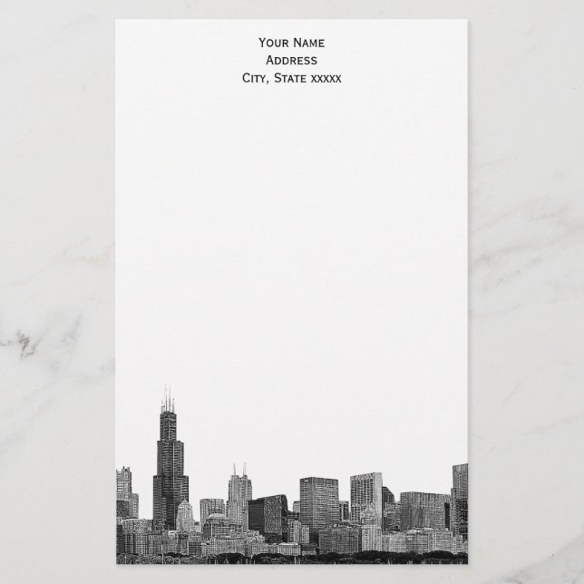Papeterie Chicago Skyline Etched 01 (Devant)