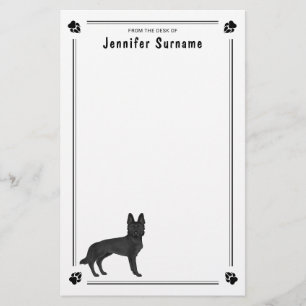 Papeterie Chien Berger Allemand noir GSD avec texte personna