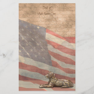 Papeterie Chien de drapeau américain stationnaire