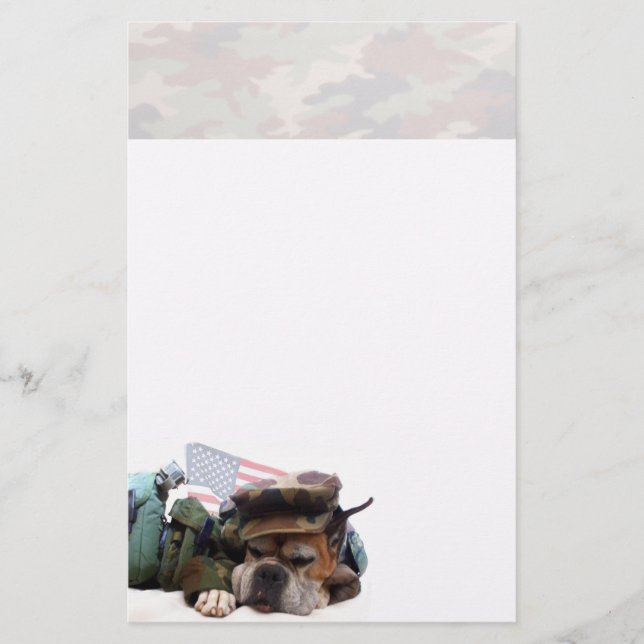 Papeterie Chien militaire de boxeur stationnaire (Devant)