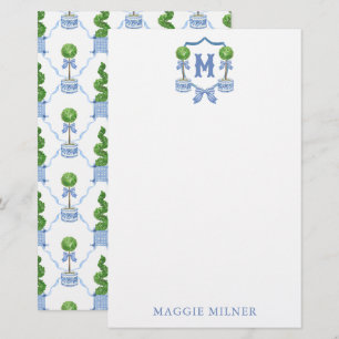 Papeterie Chinoiserie Aquarelle Bow Topior Monogramme Crest