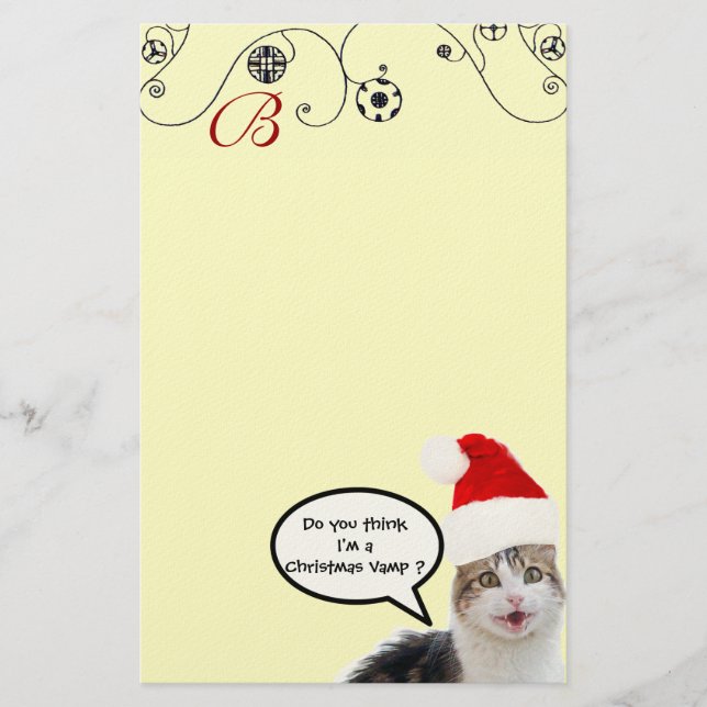 Papeterie CHRISTMAS CHAT AVEC SANTA CLAUS CASQUETTE Monogram (Devant)