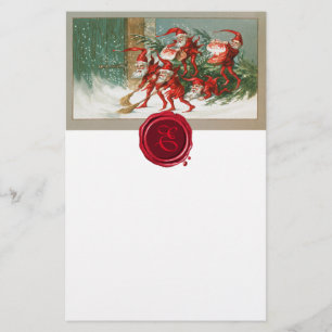 Papeterie CHRISTMAS ELVES SWEEPING NEIGE Wax Seal Monogramme