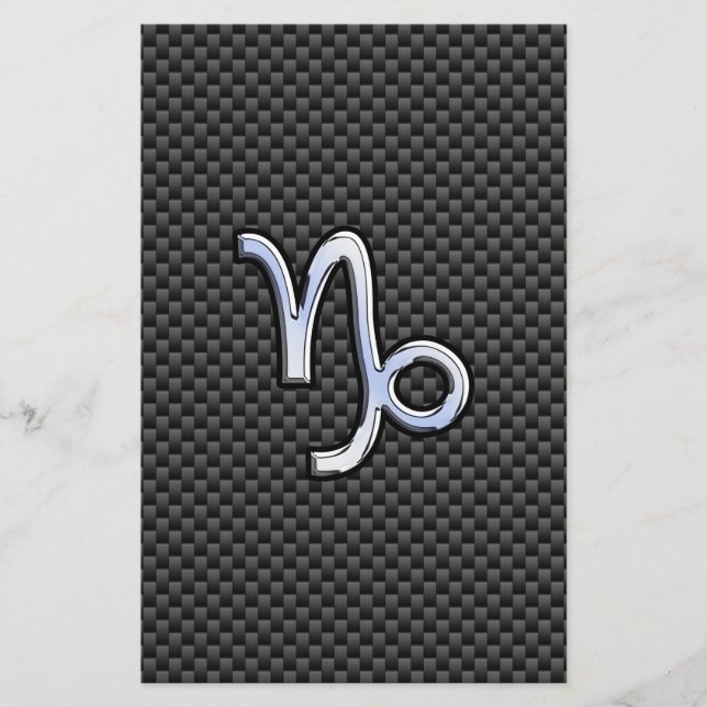 Papeterie Chrome comme Capricorn Zodiac Sign on Carbon Fiber (Devant)