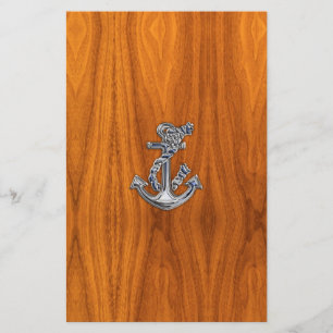 Papeterie Chrome Rope Anchor on Teak Veneer
