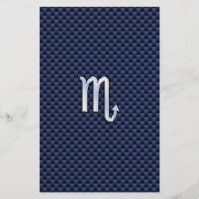 Papeterie Chrome Scorpio Zodiac Sign on Blue Carbon Fibre (Devant)