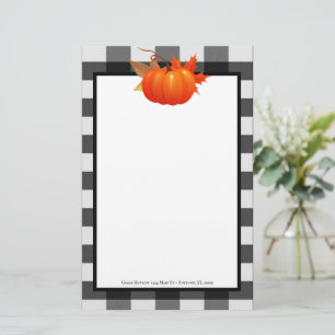 Papeterie Chute Citrouille Buffalo Plaid Stationery personna