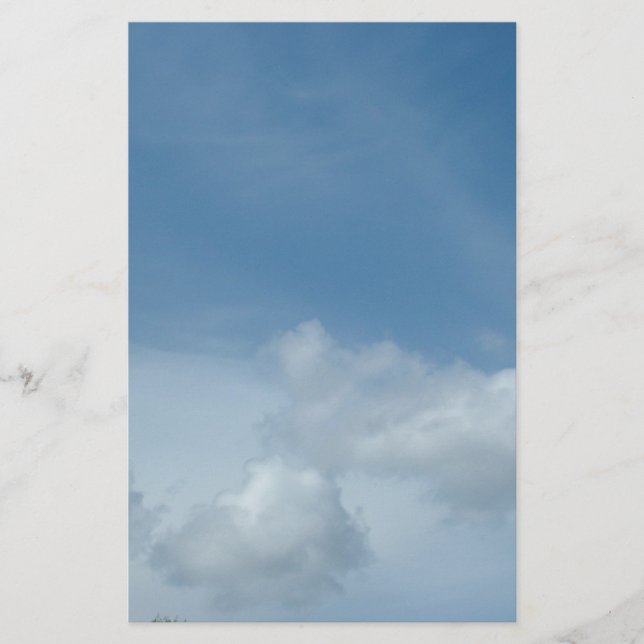 Papeterie Ciel bleu et nuages blancs. (Devant)