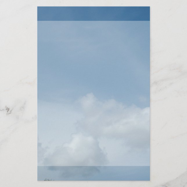 Papeterie Ciel bleu et nuages blancs. (Devant)