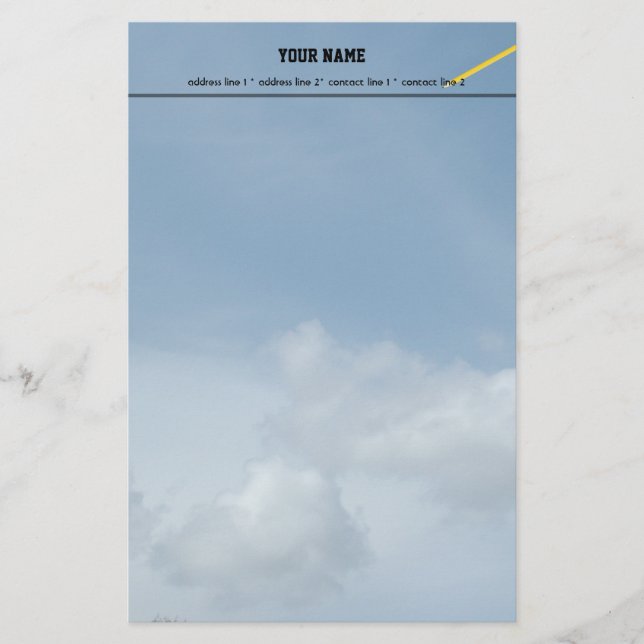 Papeterie Ciel bleu et nuages blancs. (Devant)