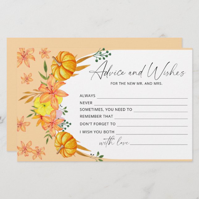 Papeterie Citrouille arch conseil et souhaite nuptiale douch (Devant / Derrière)