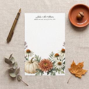 Papeterie Citrouille blanche aquarelle Terracotta Floral aut