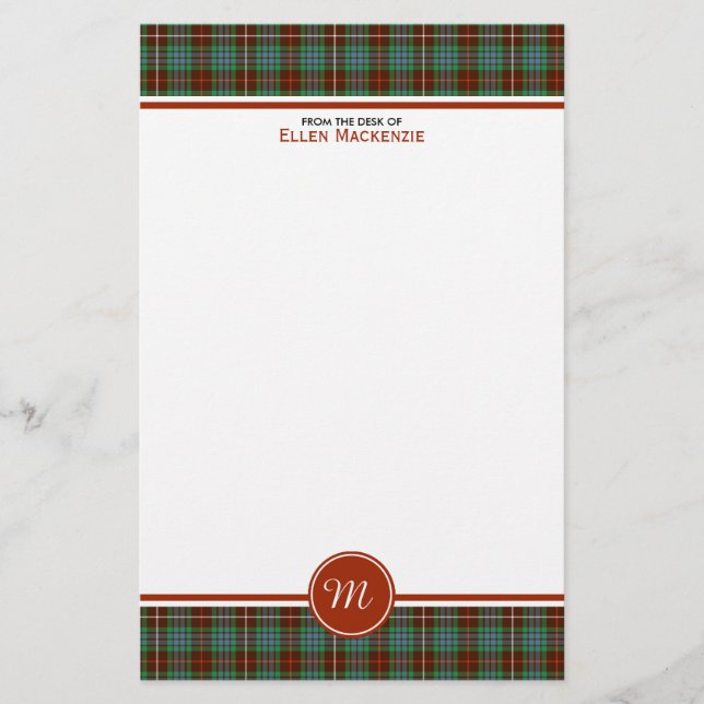 Papeterie Clan Fraser Chasse Tartan Monogramme (Devant)