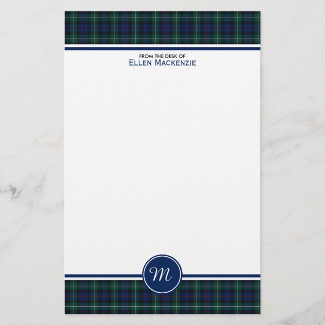 Papeterie Clan Mackenzie Tartan Monogram (Devant)