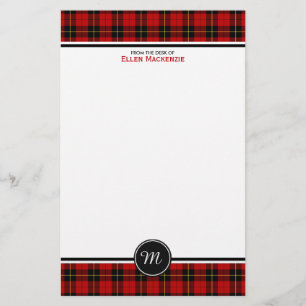 Papeterie Clan Wallace Tartan Classic Rouge Plaid Monogramme