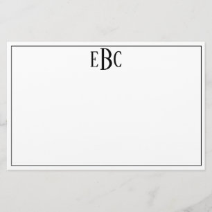 Papeterie Classic Modern Black and White Monogram Stationary