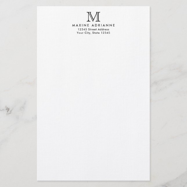 Papeterie Classic Simple Basic Modern Monogramme Nom Adresse (Devant)
