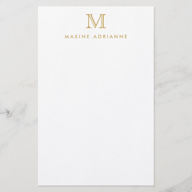 Papeterie Classic Simple Moderne Faux Or Monogramme Initial (Devant)