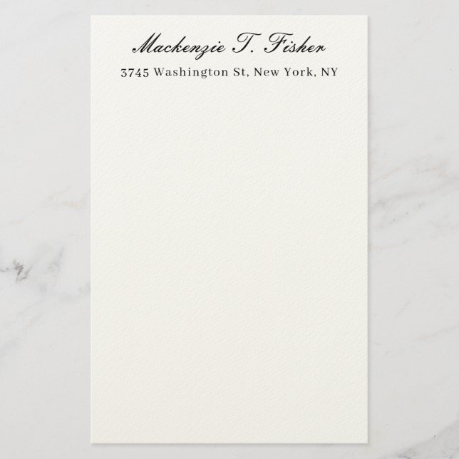 Papeterie Classical Calligraphy Elegant Plain Black & White (Devant)