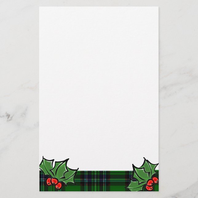 Papeterie Classique de Noël vert carreaux rouge feuilles de  (Devant)