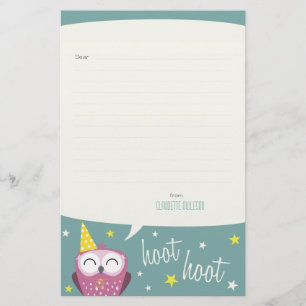 Papeterie Claudette le papier de note rayé par   de hibou d