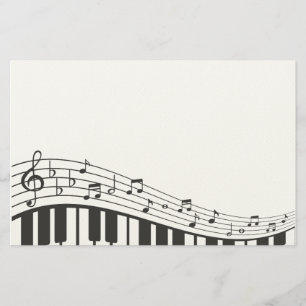 Papeterie Clavier de piano noir et blanc personnalisé. Ajou