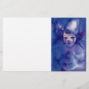 Papeterie CLOWN EN VIOLET Visages du Carnaval de Venise,Blan