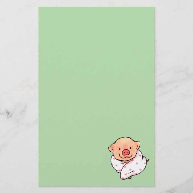 Papeterie Cochon de bébé mignon enveloppé dans une couvertur (Devant)