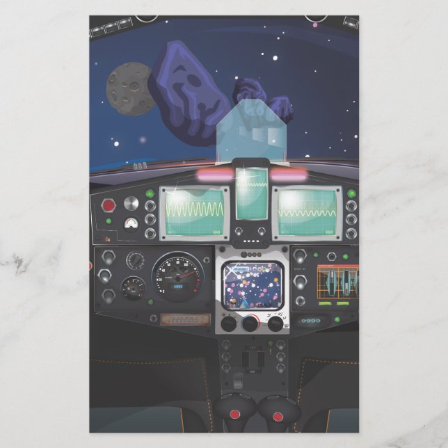 Papeterie Cockpit de vaisseau spatial dessin animé (Devant)