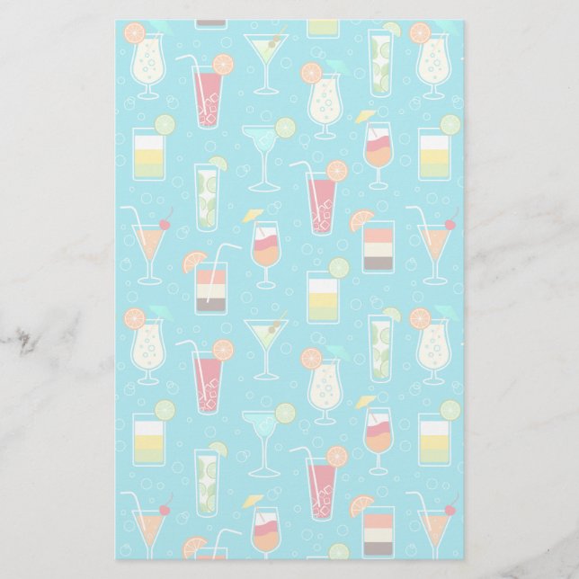 Papeterie Cocktail Motif sur Arrière - plan Turquoise (Devant)
