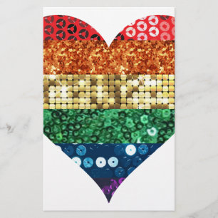 Papeterie coeur arc-en-ciel lgbt