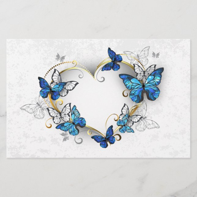 Papeterie Coeur bijoux avec papillons Morpho (Devant)
