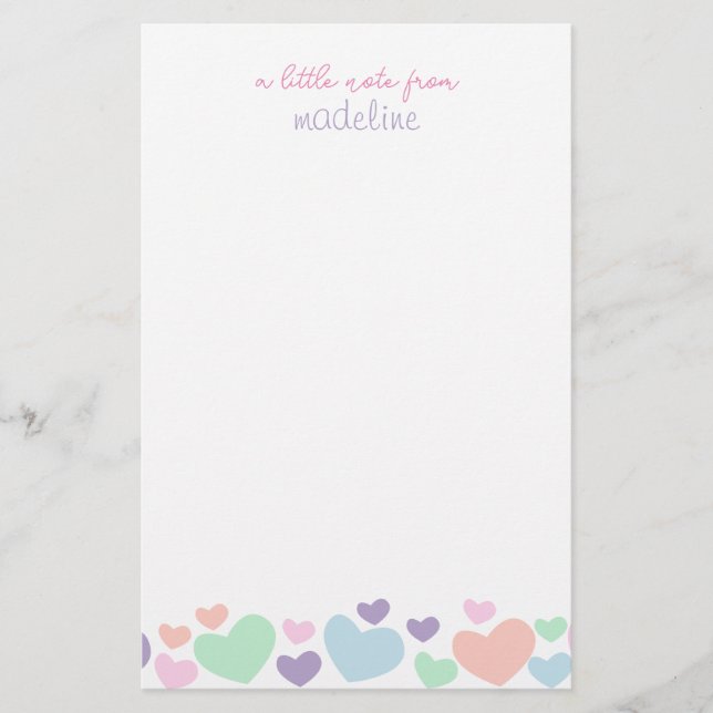 Papeterie Cœur coloré mignon écriture féminine (Devant)
