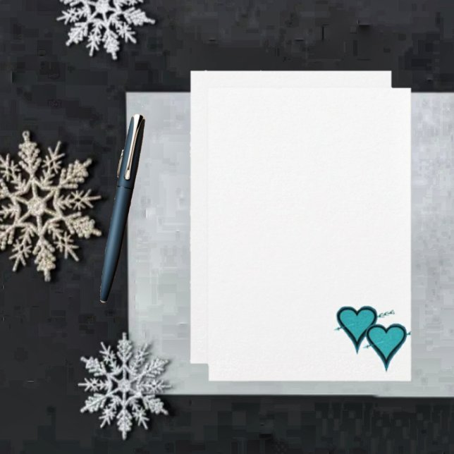 Papeterie Coeur et flèche turquoise (Write loving letters with this Turquoise Heart & Arrow Stationery!)