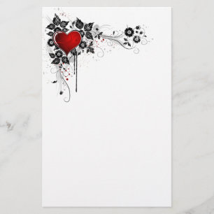 Papeterie Coeur grunge et fleurs