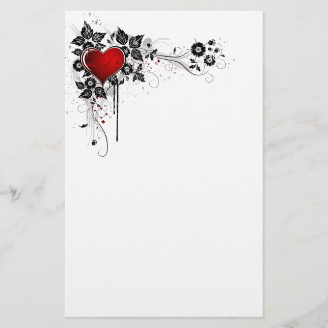 Papeterie Coeur grunge et fleurs (Devant)