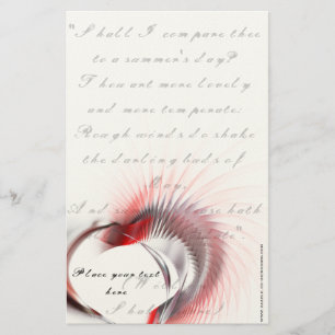 Papeterie Coeur métallique avec sonnet de Shakespeare 18