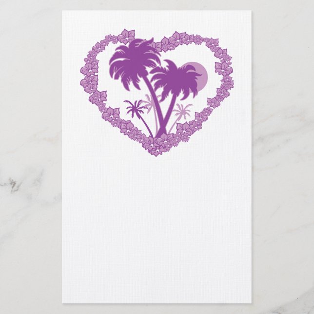 Papeterie Coeur tropicale de palmier hawaïen (Devant)