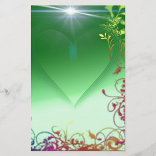 Papeterie Coeur vert avec la frontière froncée