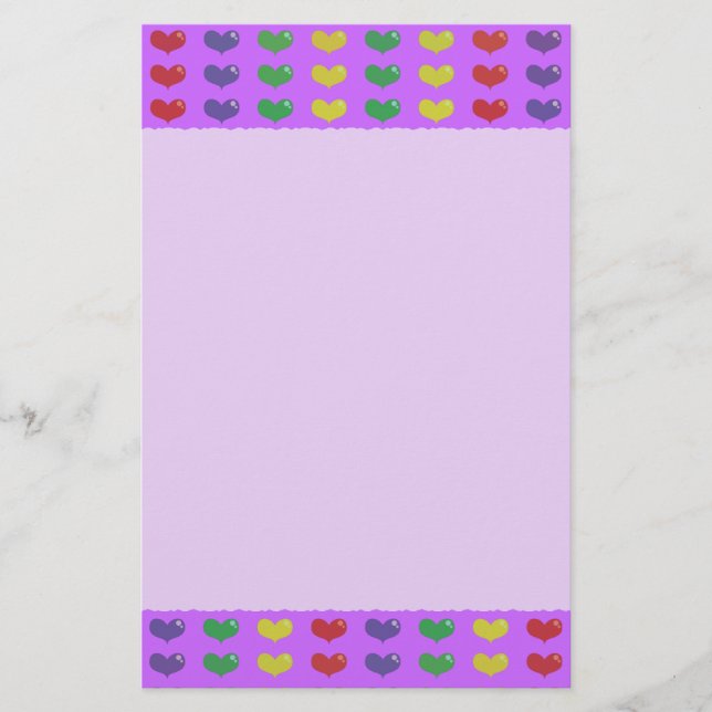 Papeterie Coeurs d'amour Papier à lettres mauves (Devant)