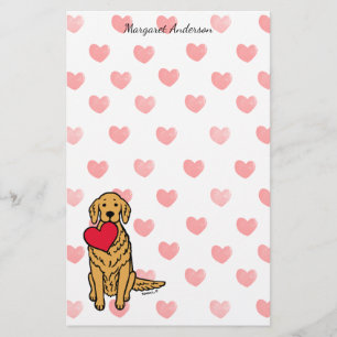 Papeterie Coeurs de dessin de Golden Retriever