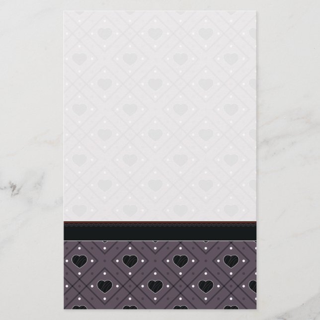 Papeterie Coeurs Et Points Noirs Plaid Motif Avec Bordure (Devant)