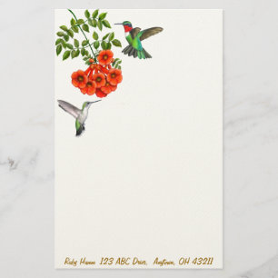 Papeterie Colibris Throated rouges dans le St rouge de