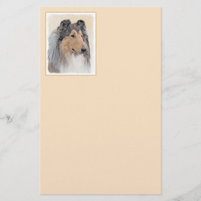 Papeterie Collie (Rough) Peinture - Cute Original Dog Art (Devant)