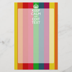 Papeterie Colorful Rainbow Keep Calm And Your Text Customize