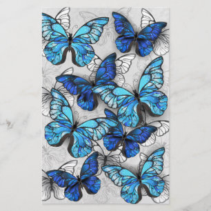 Papeterie Composition des White and Blue Butterflies