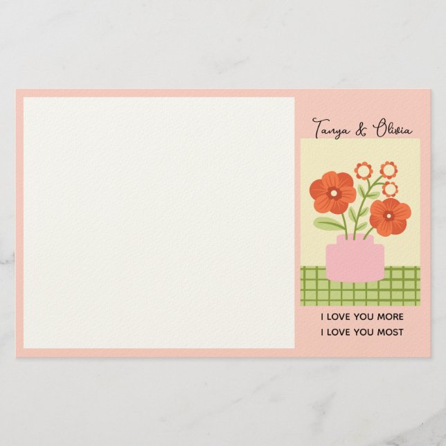 Papeterie Composition florale dans un vase rose Design (Devant)