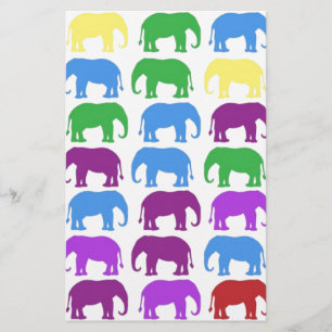 Papeterie Concepteur chic d'éléphants d'arc-en-ciel