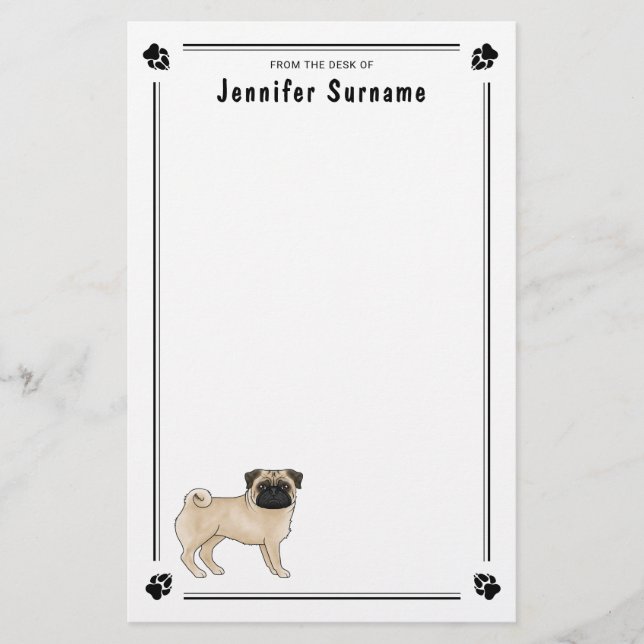 Papeterie Conception de race de chien Pug au visage ridé mig (Devant)